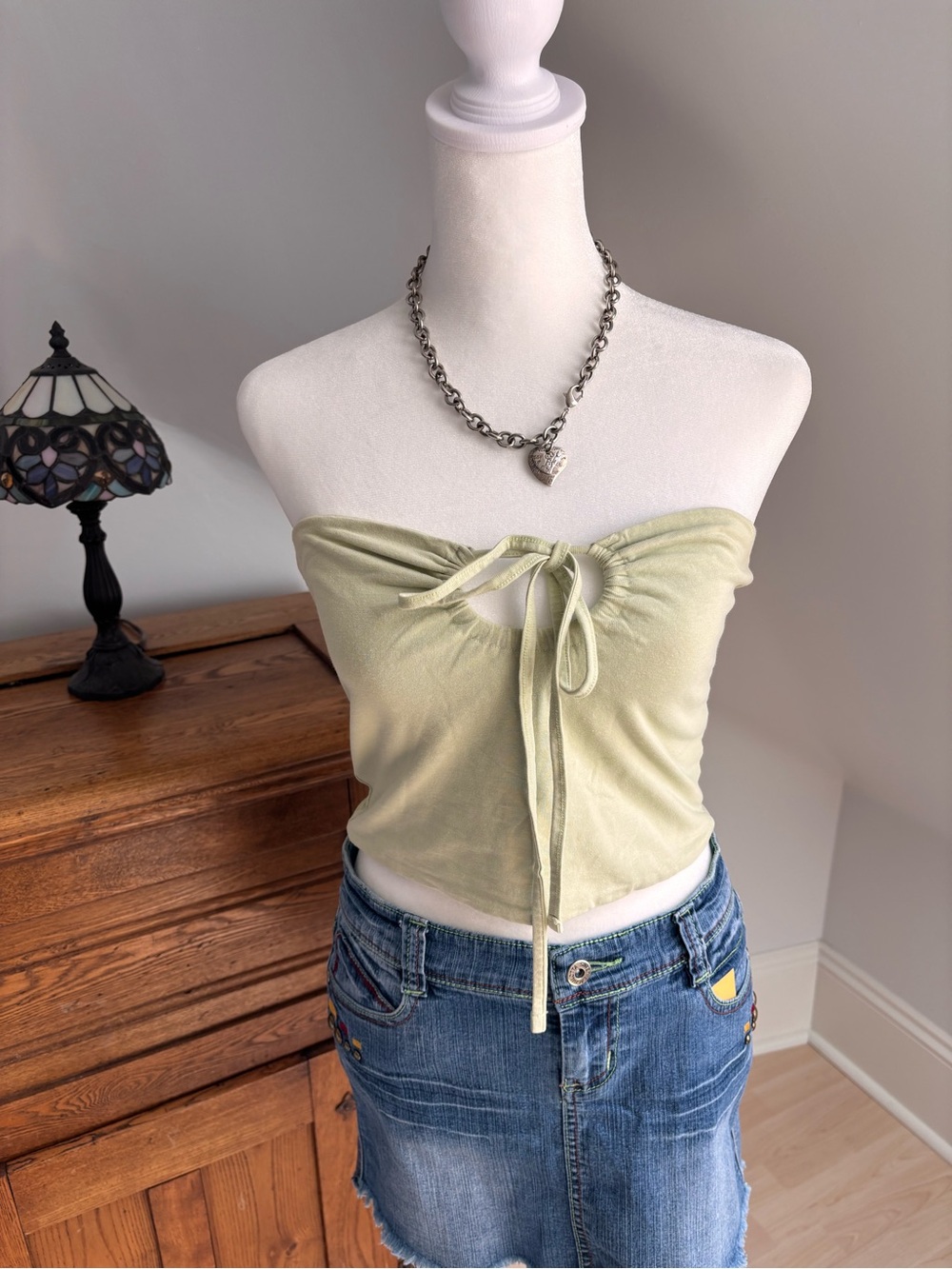 Cotton On Sage Tie-Front Tube Top 💚